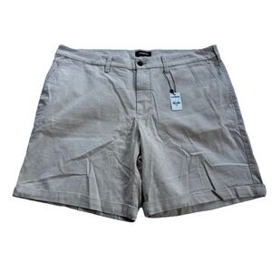 Men's Express NWT Khaki Flat Front Rolled Hem Slim Stretch Chino Shorts Size 38